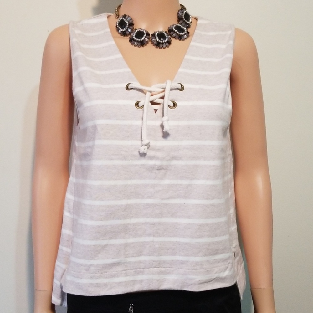 Madewell Cotton Stripe Asymmetrical Tank sz M NWT
